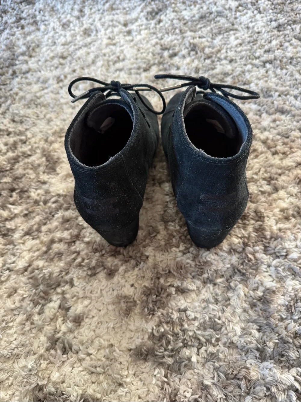 Toms Black Suede Lace-Up Ankle Booties